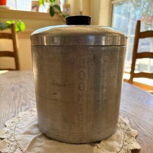 Vintage Aluminum Metal Cookies Canister - Silver